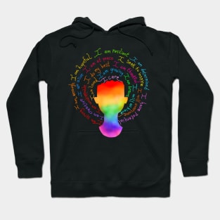 Rainbow Pride Positive Affirmations Female Silhouette Hoodie